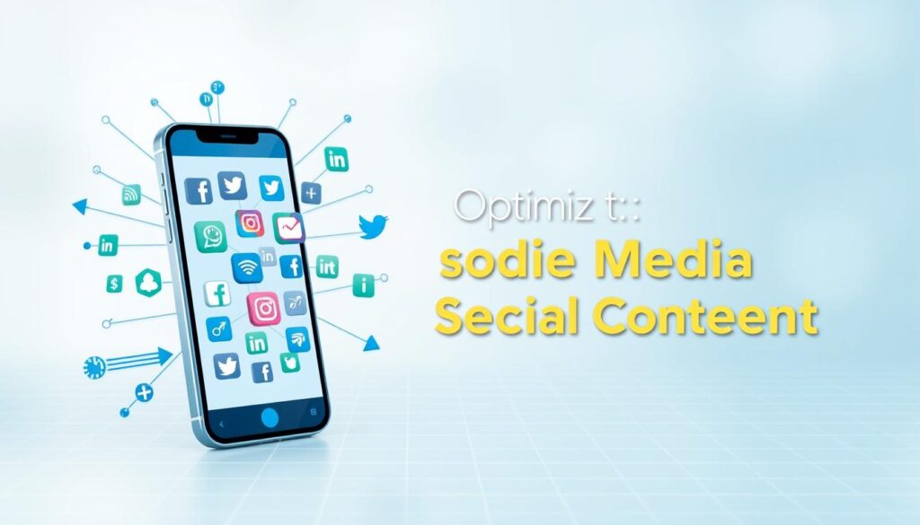 A vibrant, minimalist infographic showcasing the optimization of social media content. In the foreground, a sleek smartphone displays various social media icons, surrounded by a dynamic array of bold geometric shapes and lines in a palette of muted blues, greens, and grays. The middle ground features a subtle grid pattern, representing the structure and organization of digital content. In the background, a soft, blurred gradient creates a sense of depth and focus, emphasizing the digital nature of the scene. The overall composition conveys a sense of balance, efficiency, and the seamless integration of visuals and technology, reflecting the theme of optimizing social media for educational content.