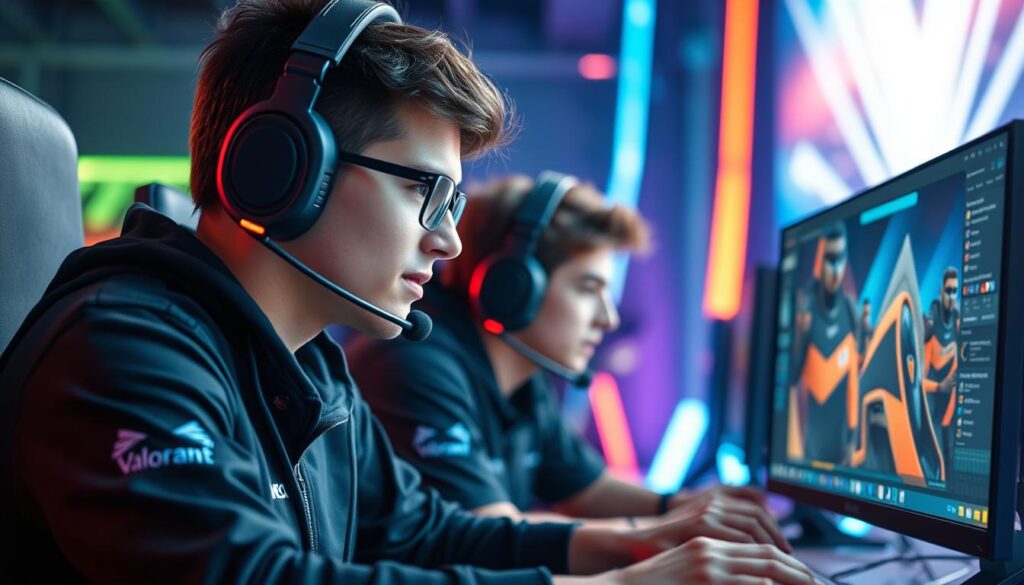 Gambar seorang pemain Valorant yang sedang bermain dengan tim